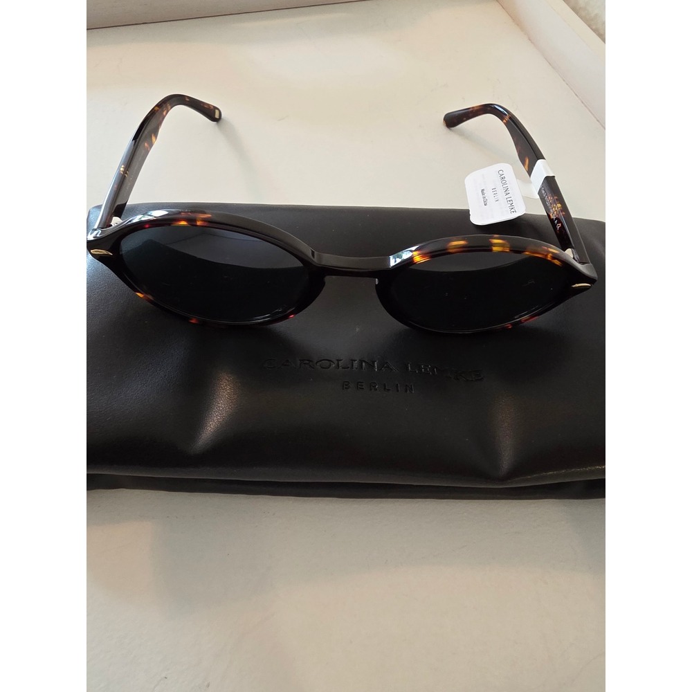 Carolina Lemke Berlin Tortoise Round Sunglasses CL7931-02 Dark Tinted Lenses